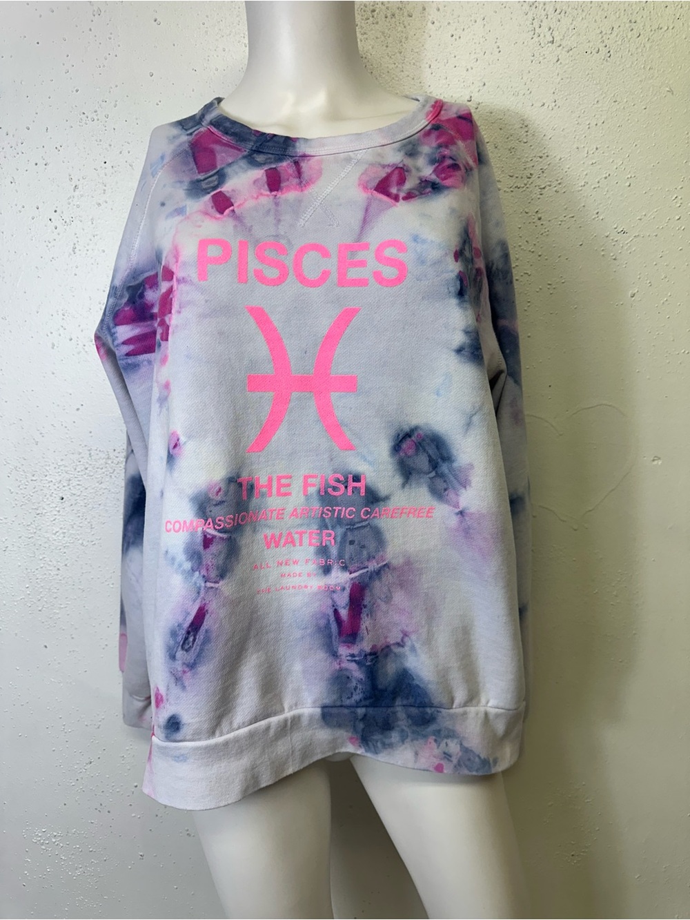 The Laundry Room Pink & Blue Tie-Dye Pisces Pullover Sweatshirt